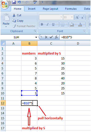 Excel fill handle in formula 2