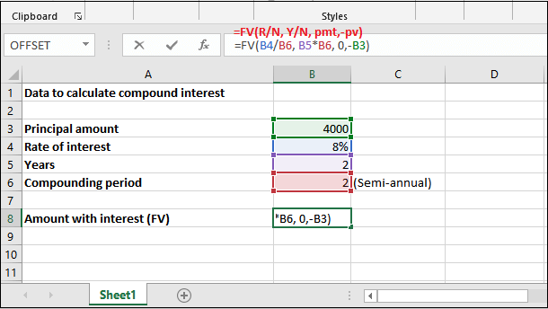 FV() function in Excel