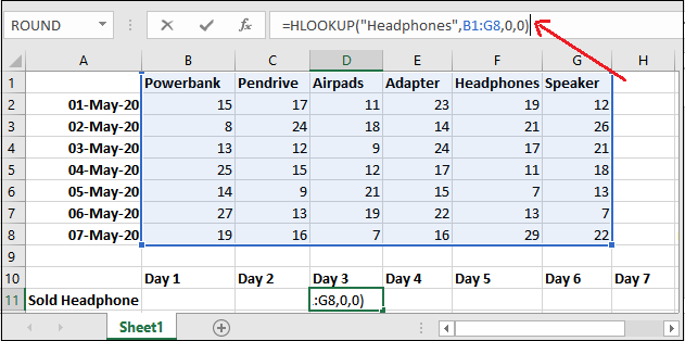 HLOOKUP formula in Excel