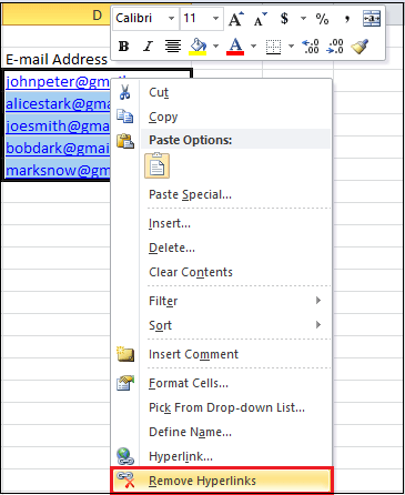 How to add or remove Hyperlink in Excel
