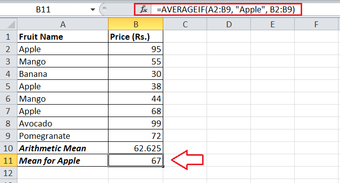 How to calculate Mean in Excel