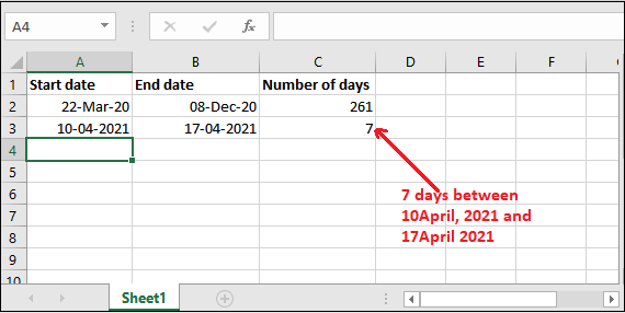 How to calculate number of days between two dates in Excel?