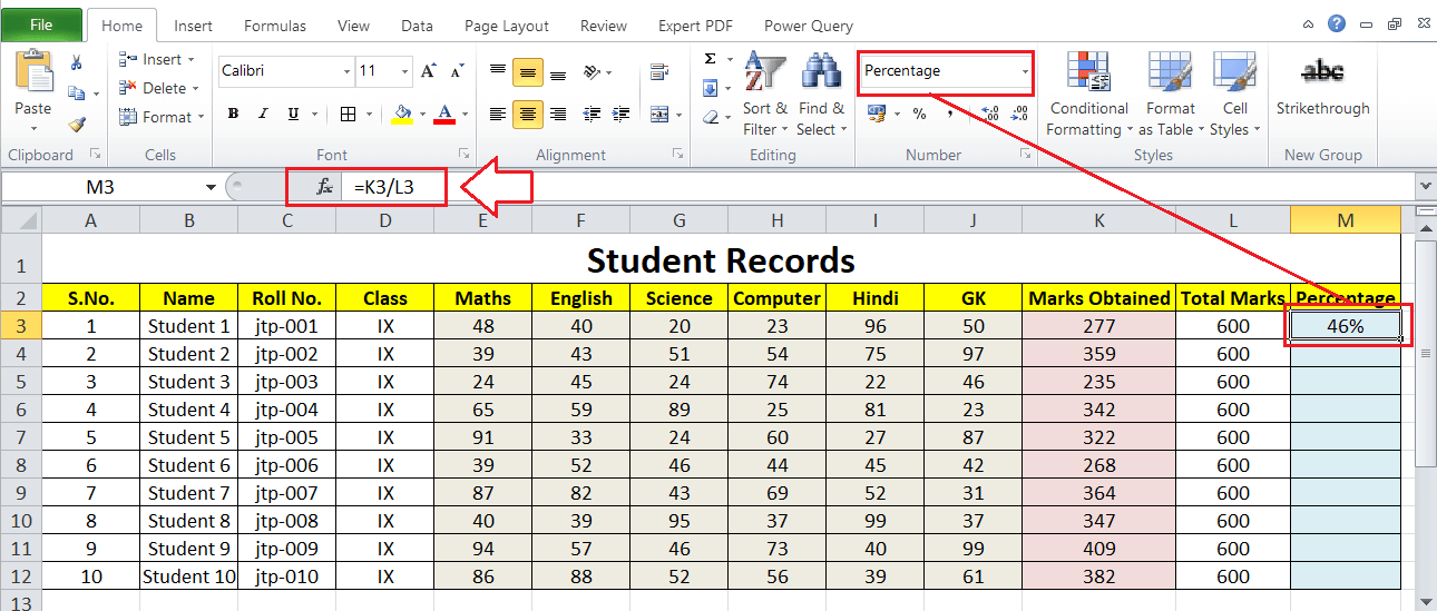 How to calculate percentage in Excel