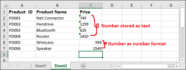 How to convert text to number in Excel?