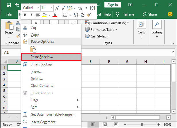 How to copy paste data in Excel