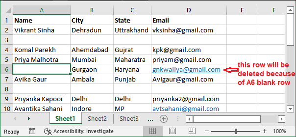 How to delete rows in Excel?