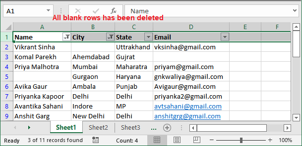 How to delete rows in Excel?