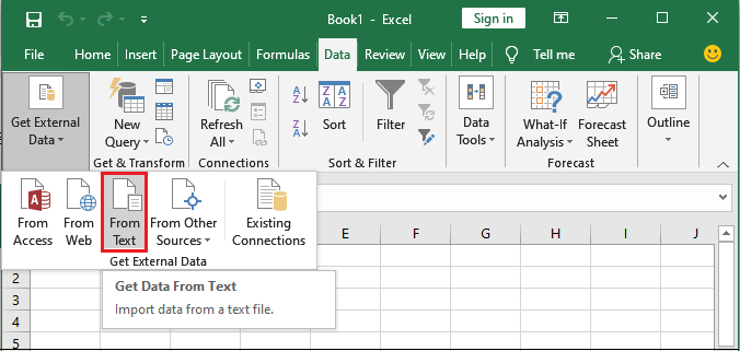 How to import the data from CSV file in Excel