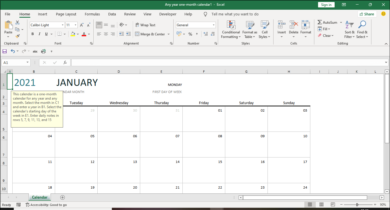 How to insert calendar in excel?