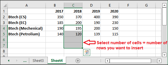 How to insert multiple rows in Excel?