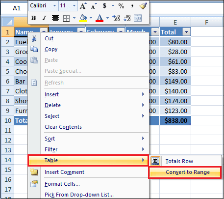 How to Make a Table in Excel