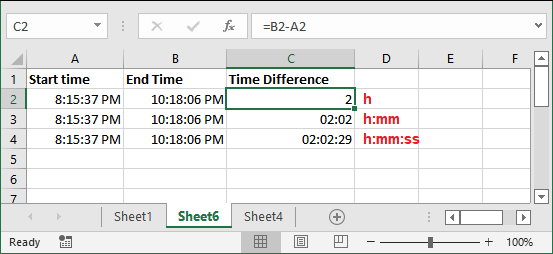 How to subtract time in Excel?