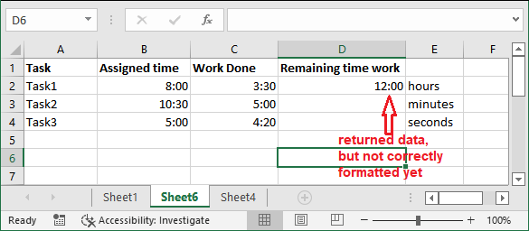 How to subtract time in Excel?