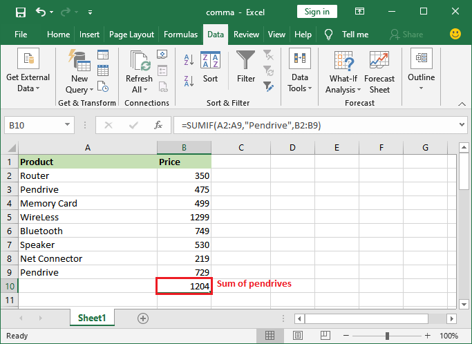 How to sum a column in Excel