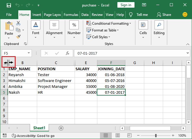 How to unhide columns in Excel