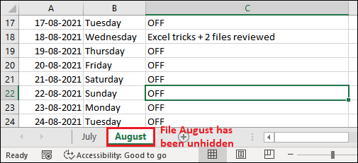 How to unhide worksheet in Excel?