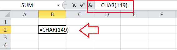 Insert Bullets in Excel