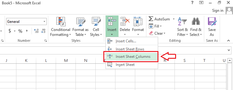 Insert Column Excel Shortcut