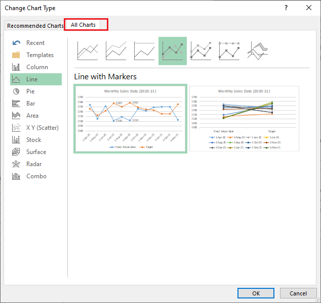 Line Chart Excel