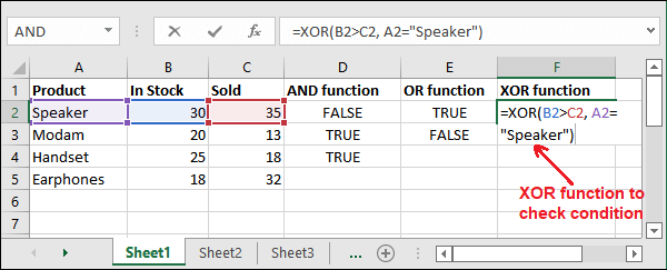Logical functions in Excel
