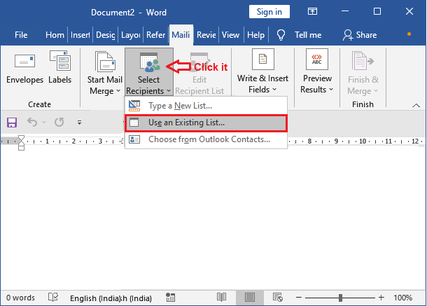 Mail merge from Excel to Word