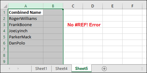 Merge columns in excel