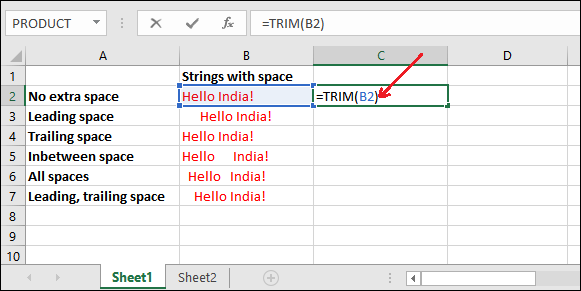 Remove spaces in Excel