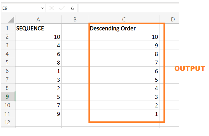 Sequence Function in Excel