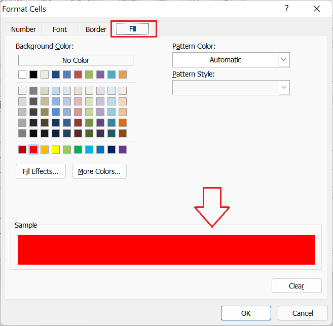 Setting Colors in Excel