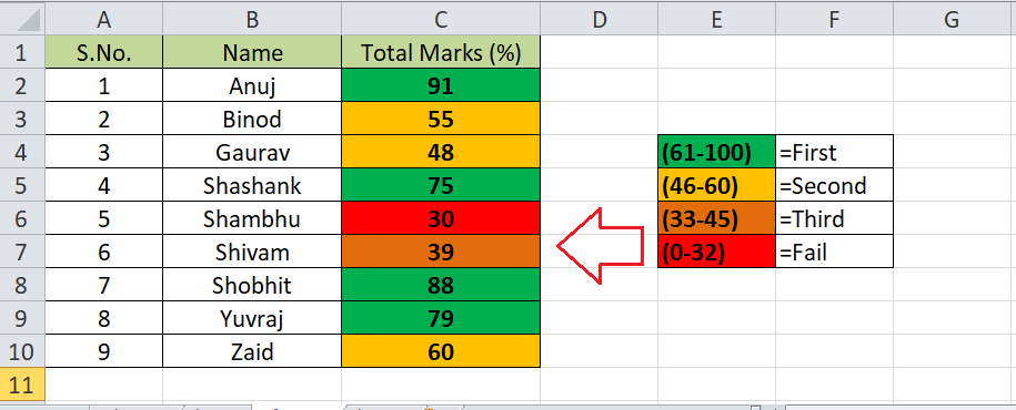 Setting Colors in Excel