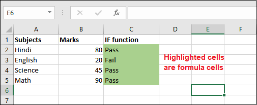 Show formula in Excel