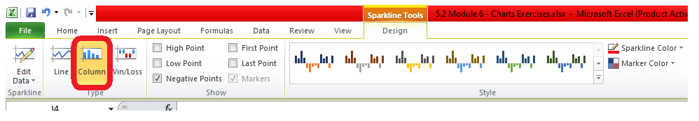 Sparkline chart