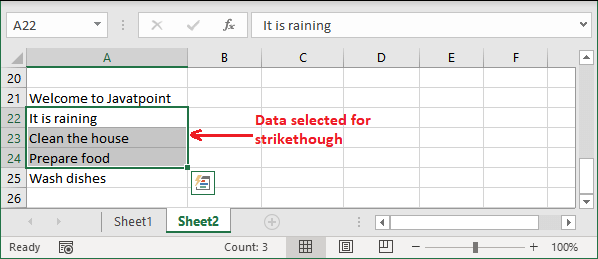 Strikethrough in Excel