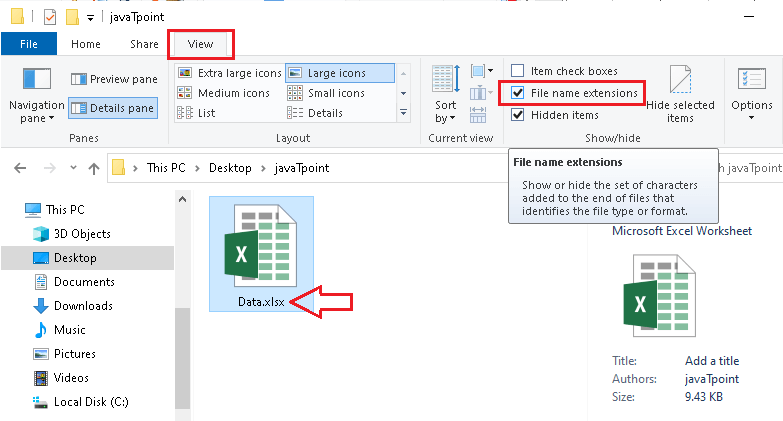 What is the file extension for Excel