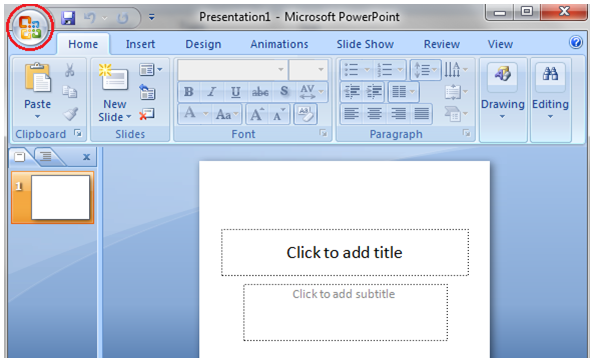 MSpowerpoint Microsoft office button 1