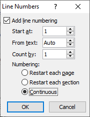 How to add or remove Line numbers in Microsoft Word document