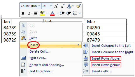MS Word How to add row in table 1