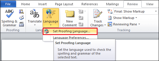 How to change language in Microsoft Word document
