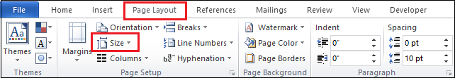 How to change paper size in the Word document