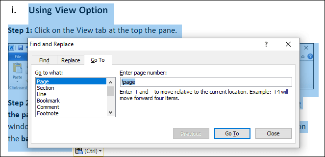 How to delete a page in Word