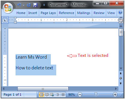 MS Word How to delete text in ms word 1
