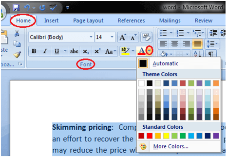 MS Word How to format font color in ms word 1