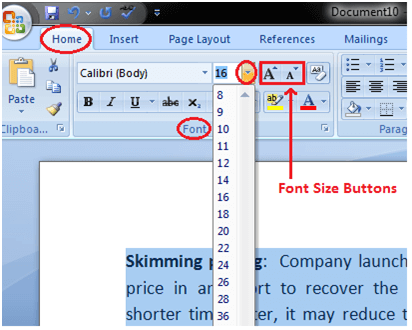 MS Word How to format font size in ms word 1