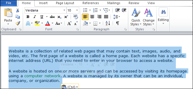 How to insert a line in Word