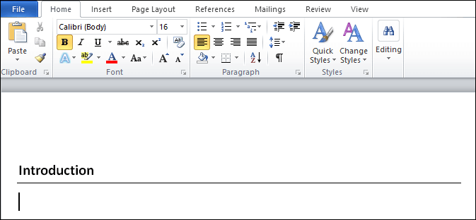 How to insert a line in Word