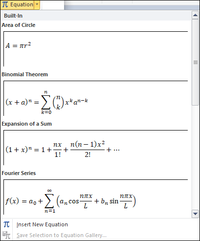 How to insert equations in Word document