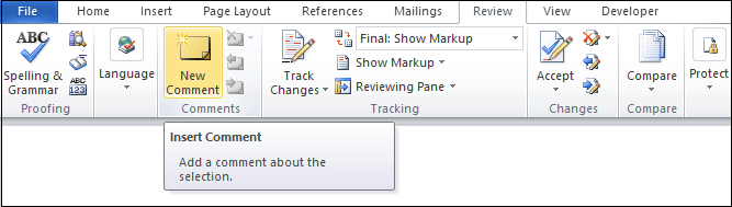 How to Insert or remove the comment in Word