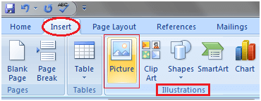 MS Word How to insert picture in document 1
