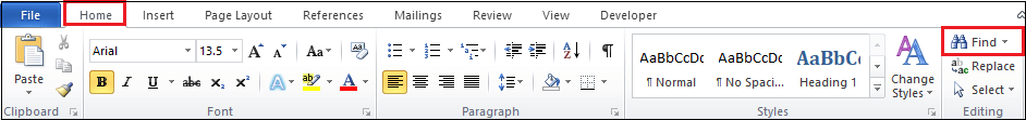 How to search for words in a Word document