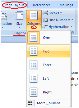 MS Word How to split text to column 1